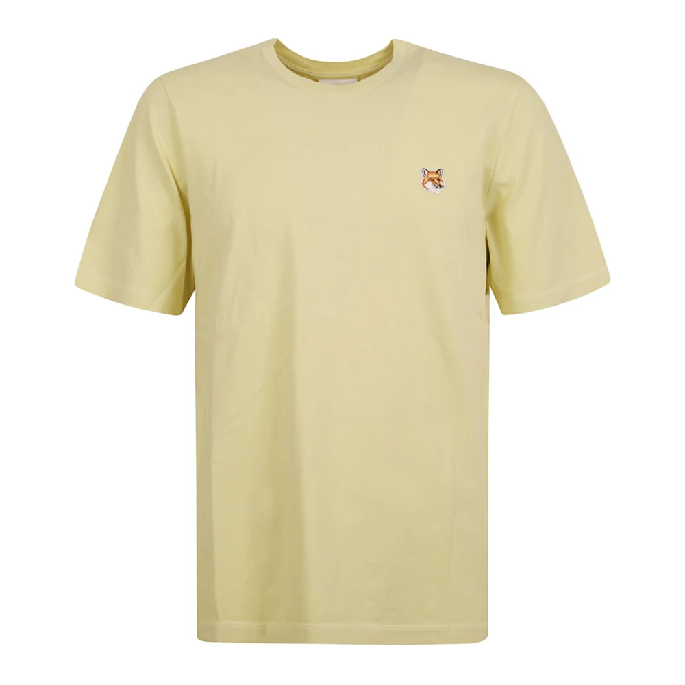 Maison Kitsuné Fox Head Patch Tee Shirt Yellow Heren