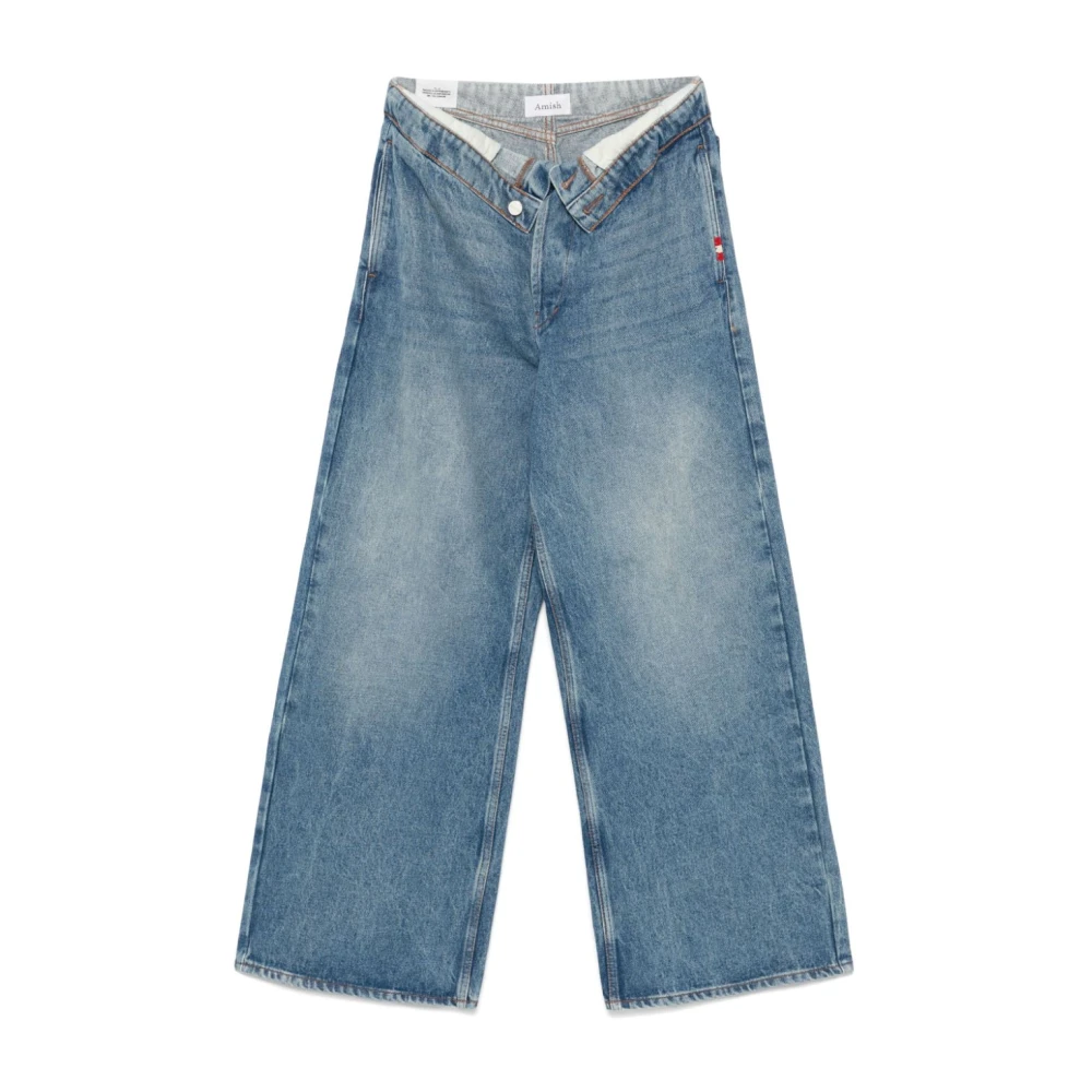 Amish Oprolbare spijkerbroek in lichtblauwe denim Blue Dames