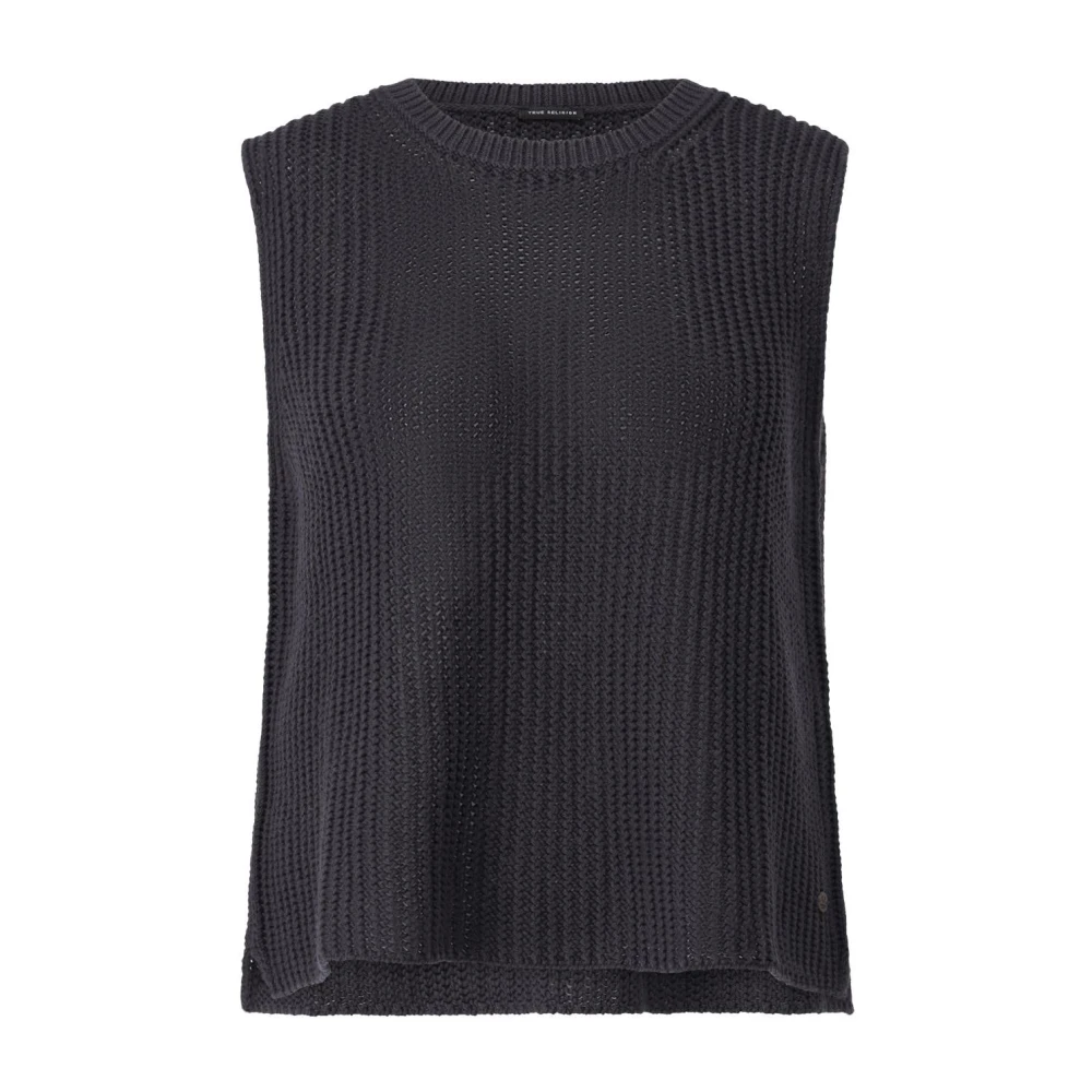 True Religion Grof Gebreide Mouwloze Trui Black Dames