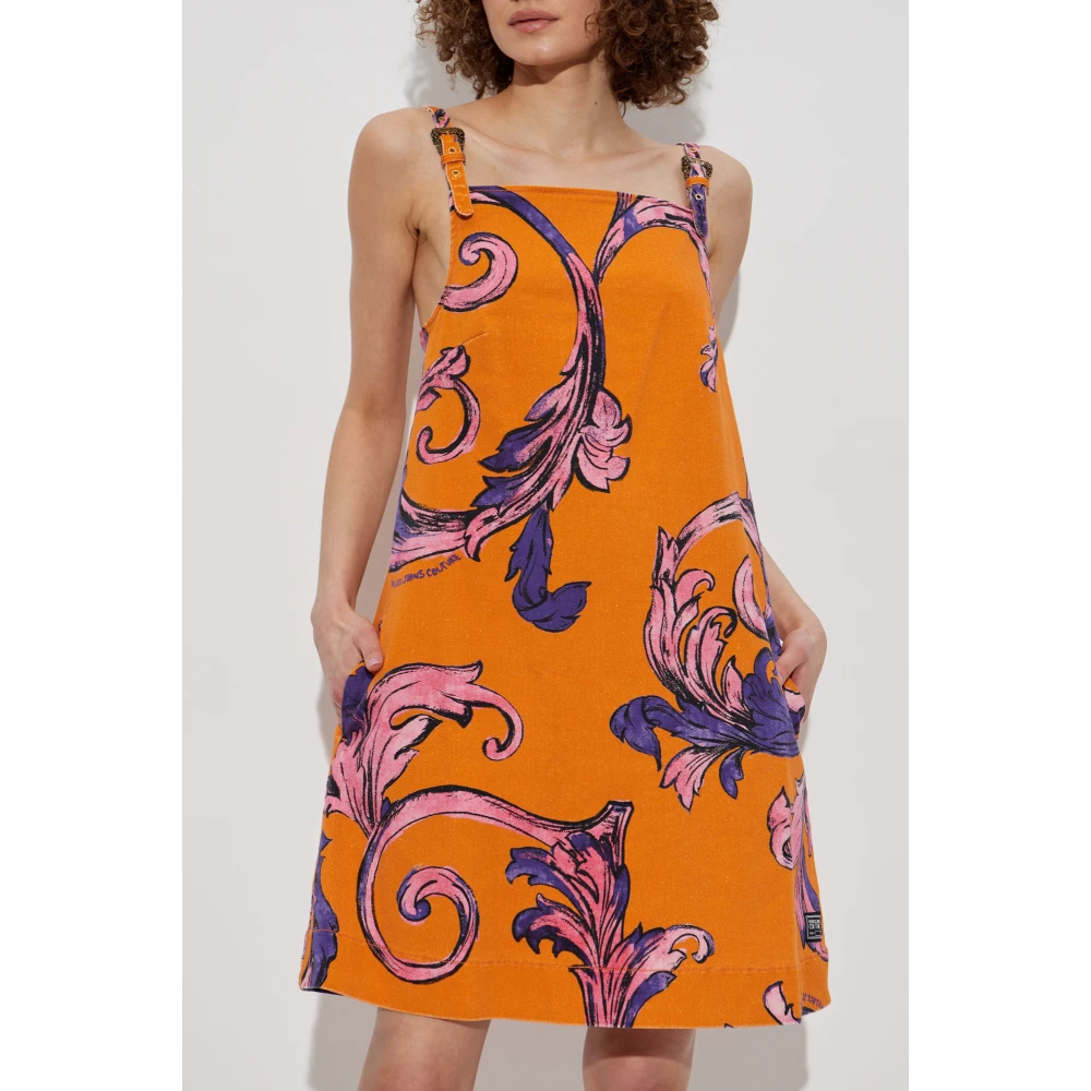 Versace Jeans Couture Denim jurk met bandjes Orange Dames
