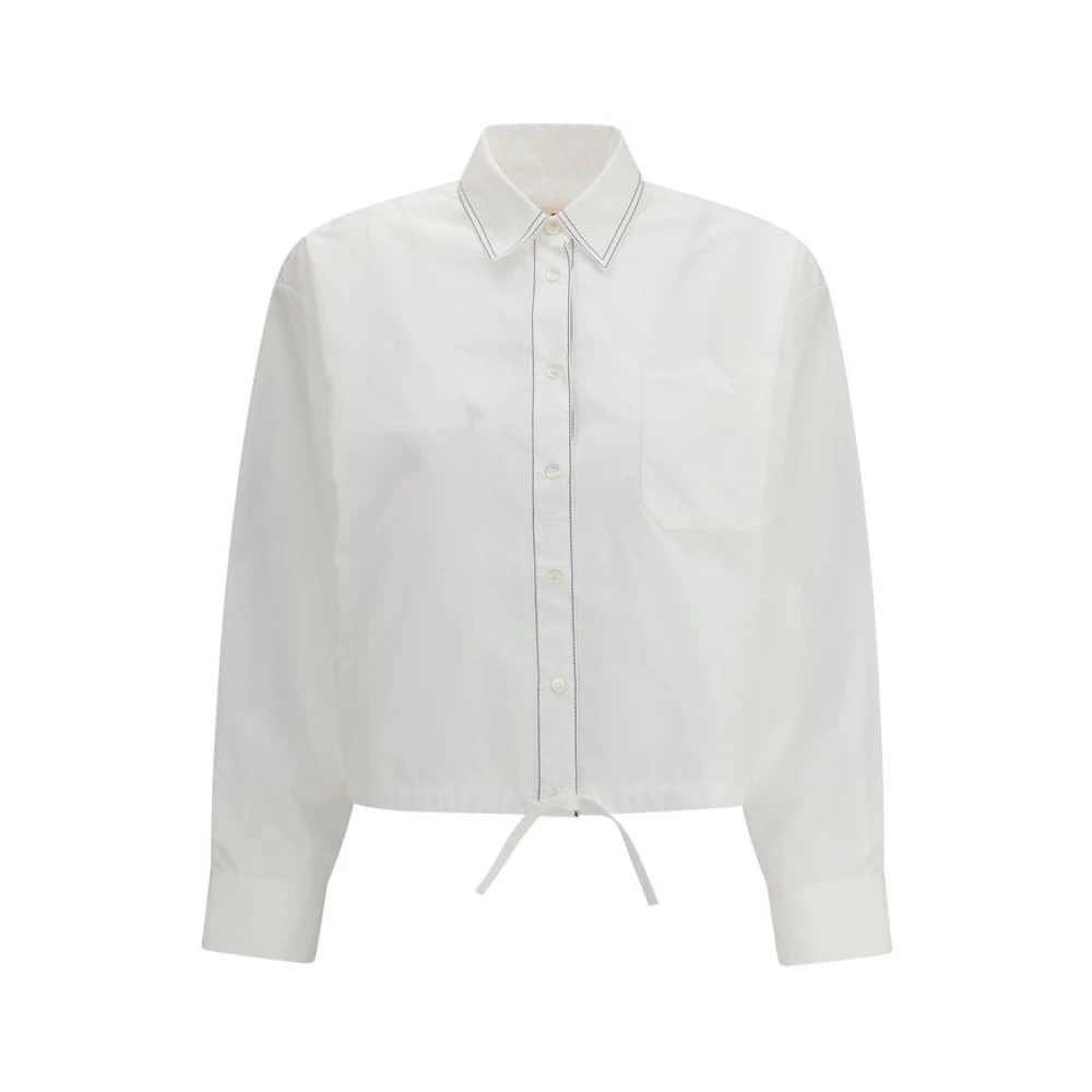 Marni Women's White Shirts, S, Cropped Long-Sleeve Shirt