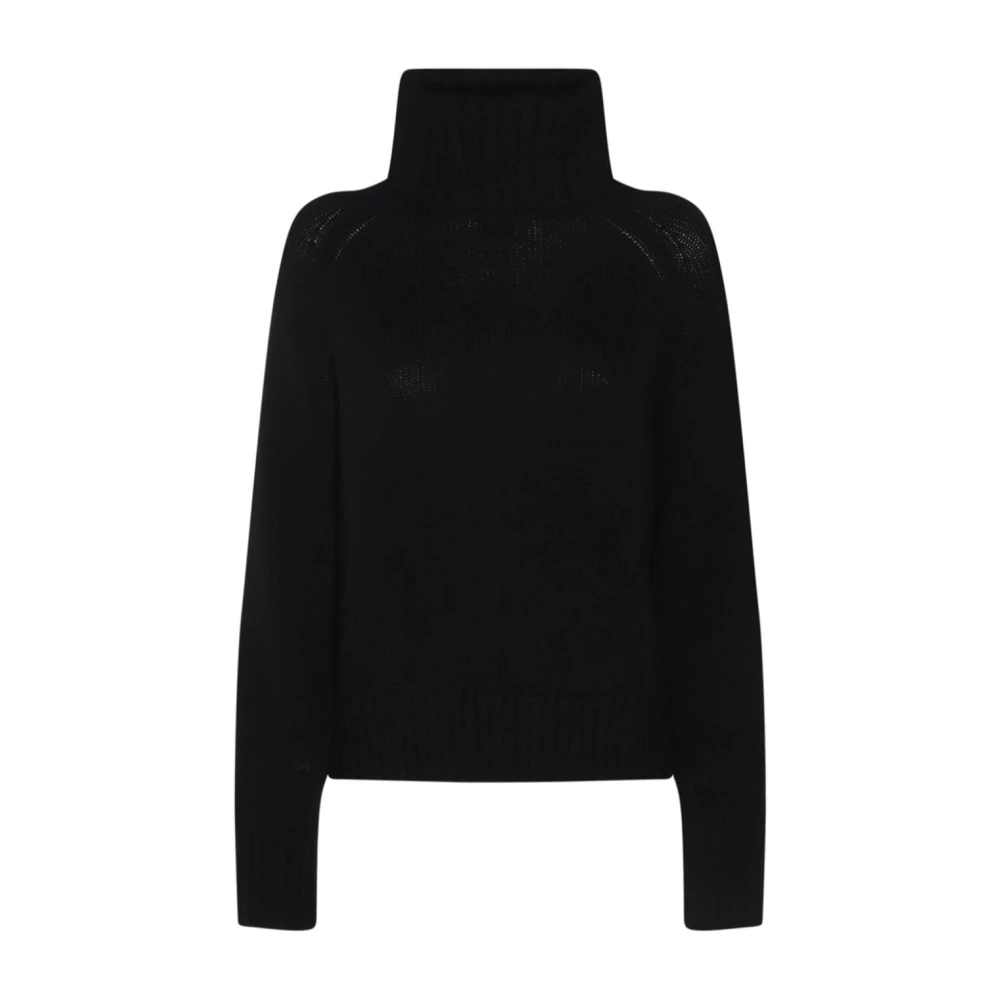 allude Zwarte Geribbelde Coltrui Trui Black Dames