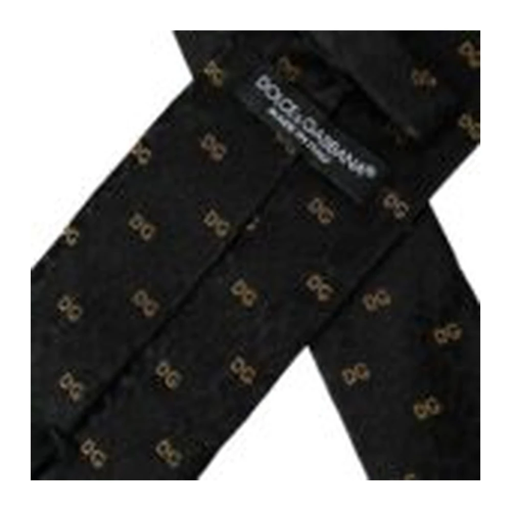 Dolce & Gabbana Zijden Logoslips Zwart Italiaanse Stijl Black Heren