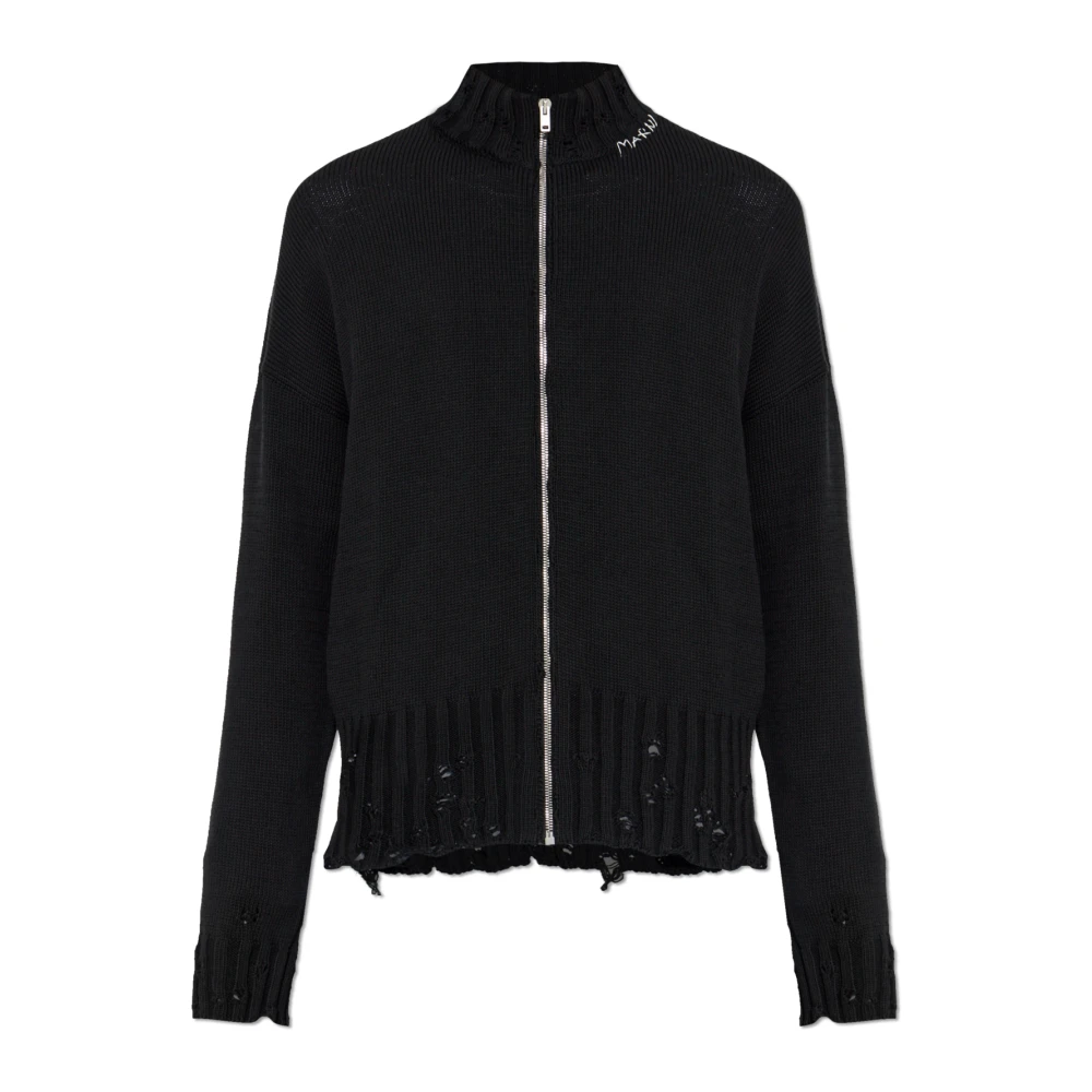 Marni Herr Svart Stickade Tröjor M, Bomull, Logo Cardigan