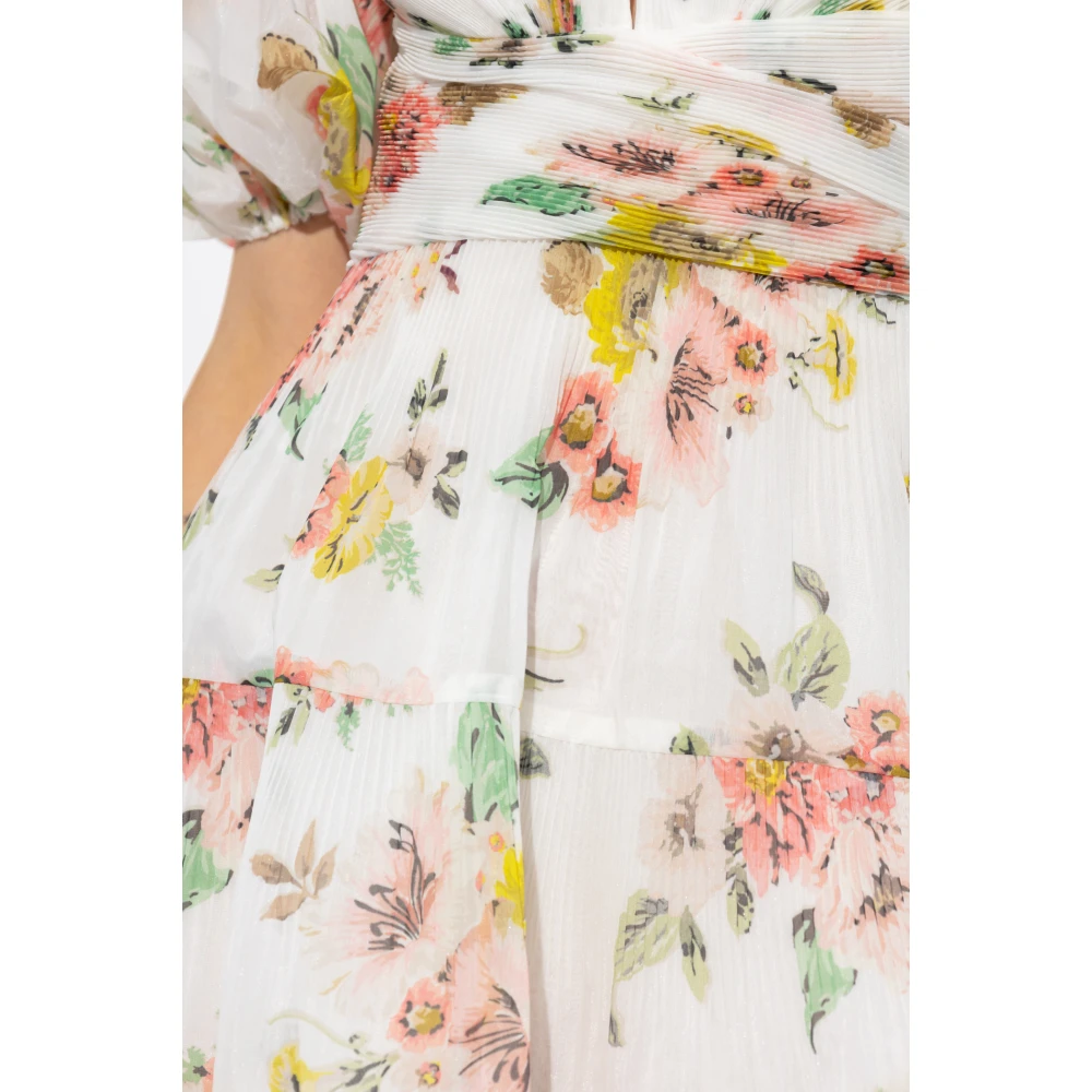 Zimmermann Geplooide jurk met bloemenmotief White Dames