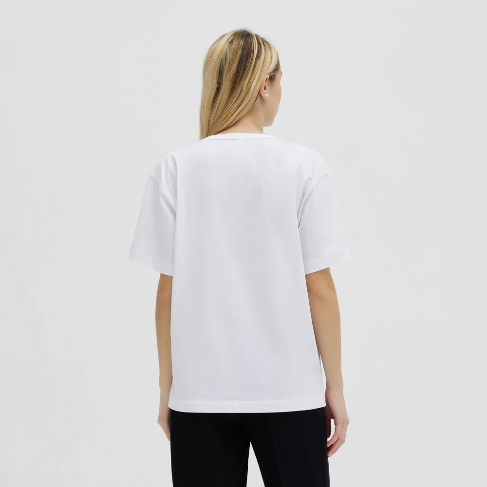 Moschino Katoenen Logo T-Shirt White Dames