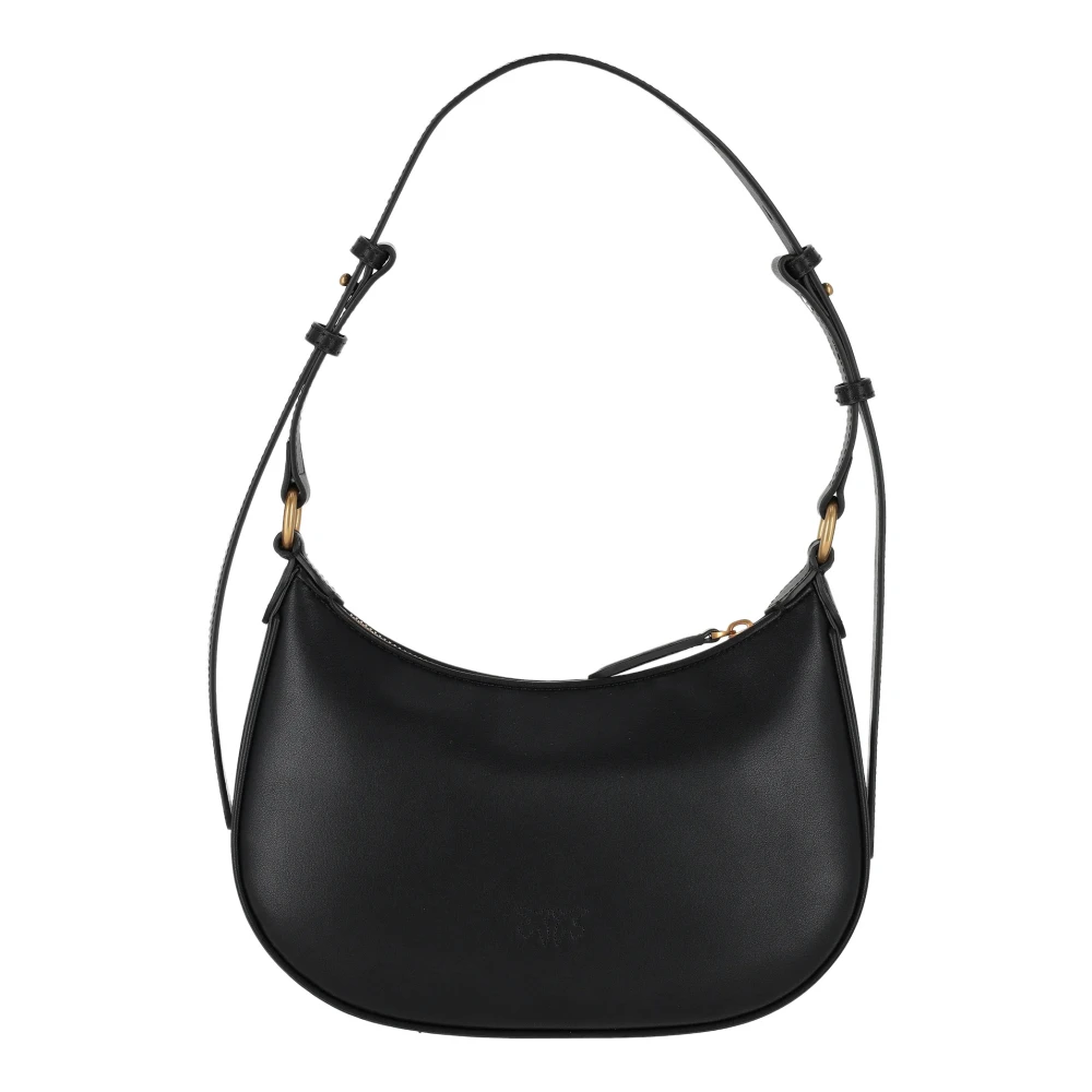 pinko Zwarte Leren Rits Tas Black Dames
