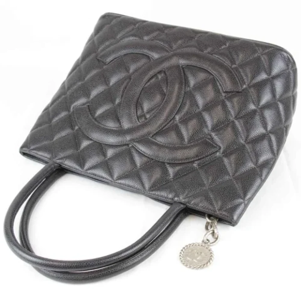 Chanel Vintage Pre-owned Leather totes Gray Dames
