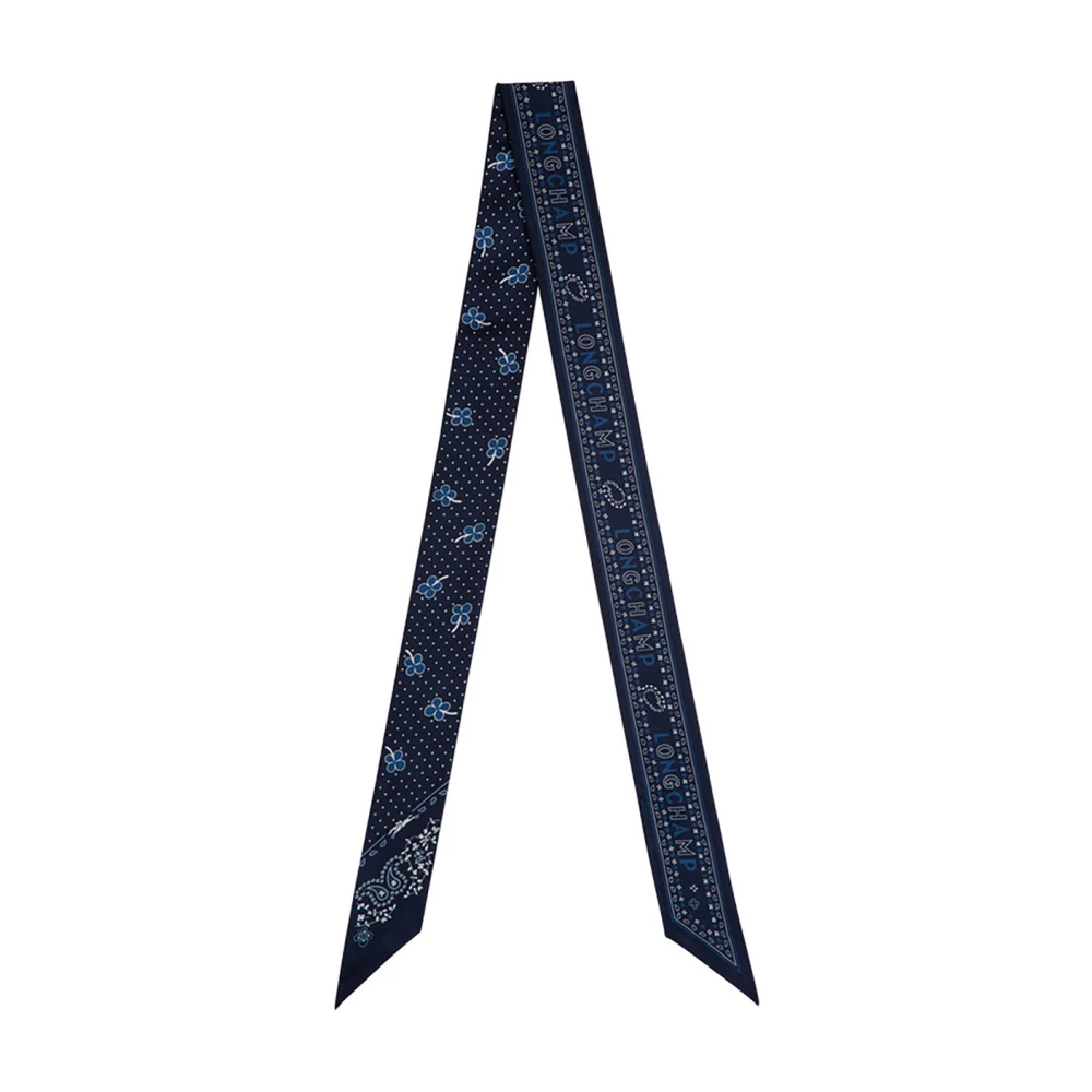 Longchamp Women's Blue Silk Scarves, One Size, Bandana Silk Scarf Woman