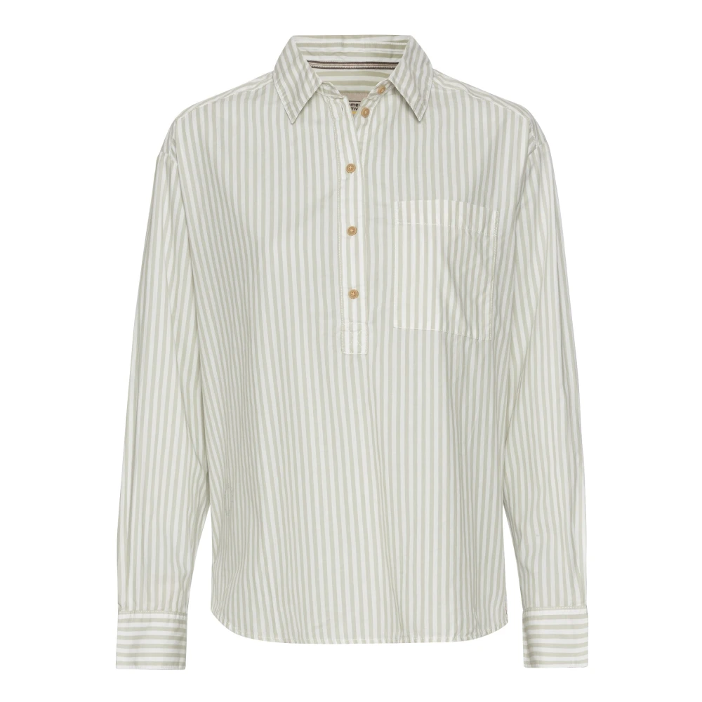 Camel active Gestreepte katoenen blouse White Dames