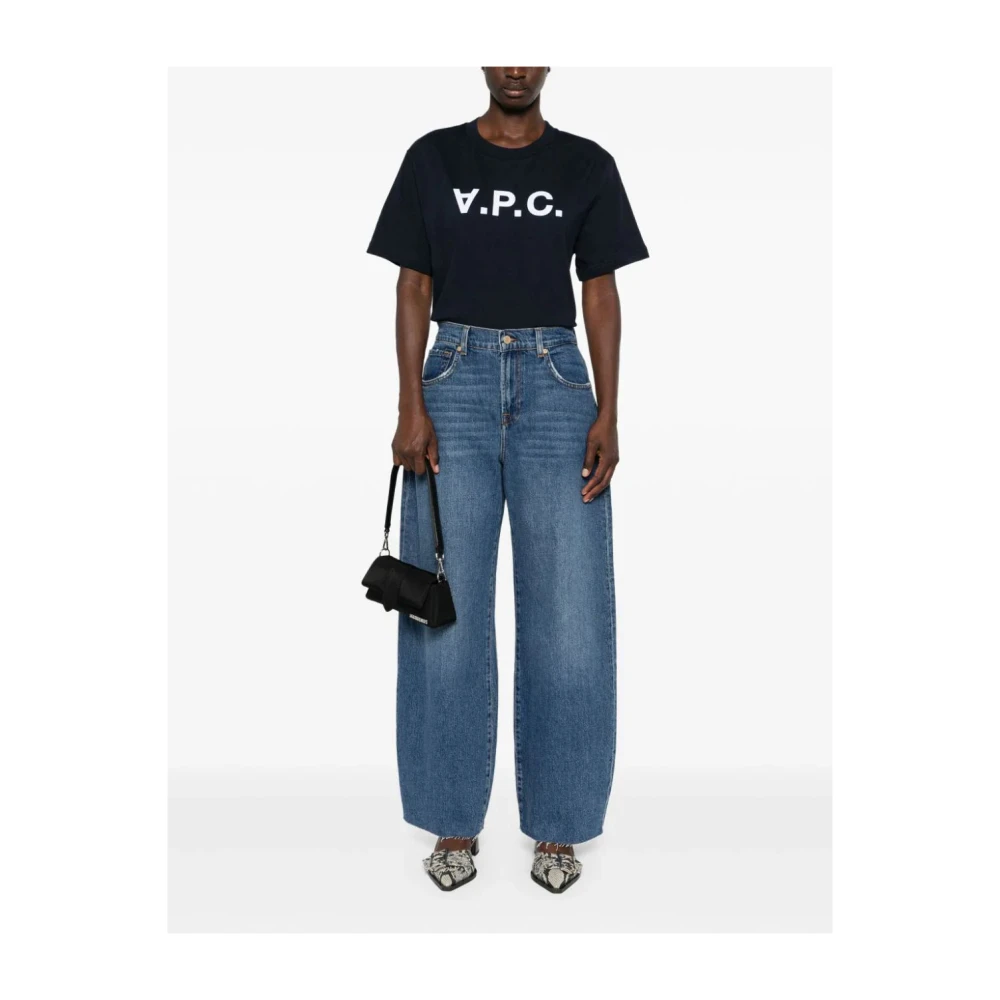 A.p.c. Logo Flocked T-Shirt Blue Dames