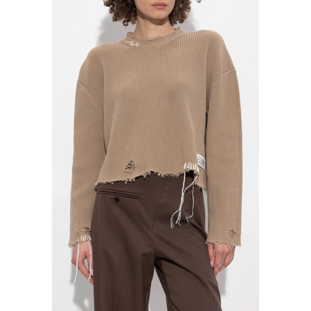 MM6 Maison Margiela Trui met logo Beige Dames