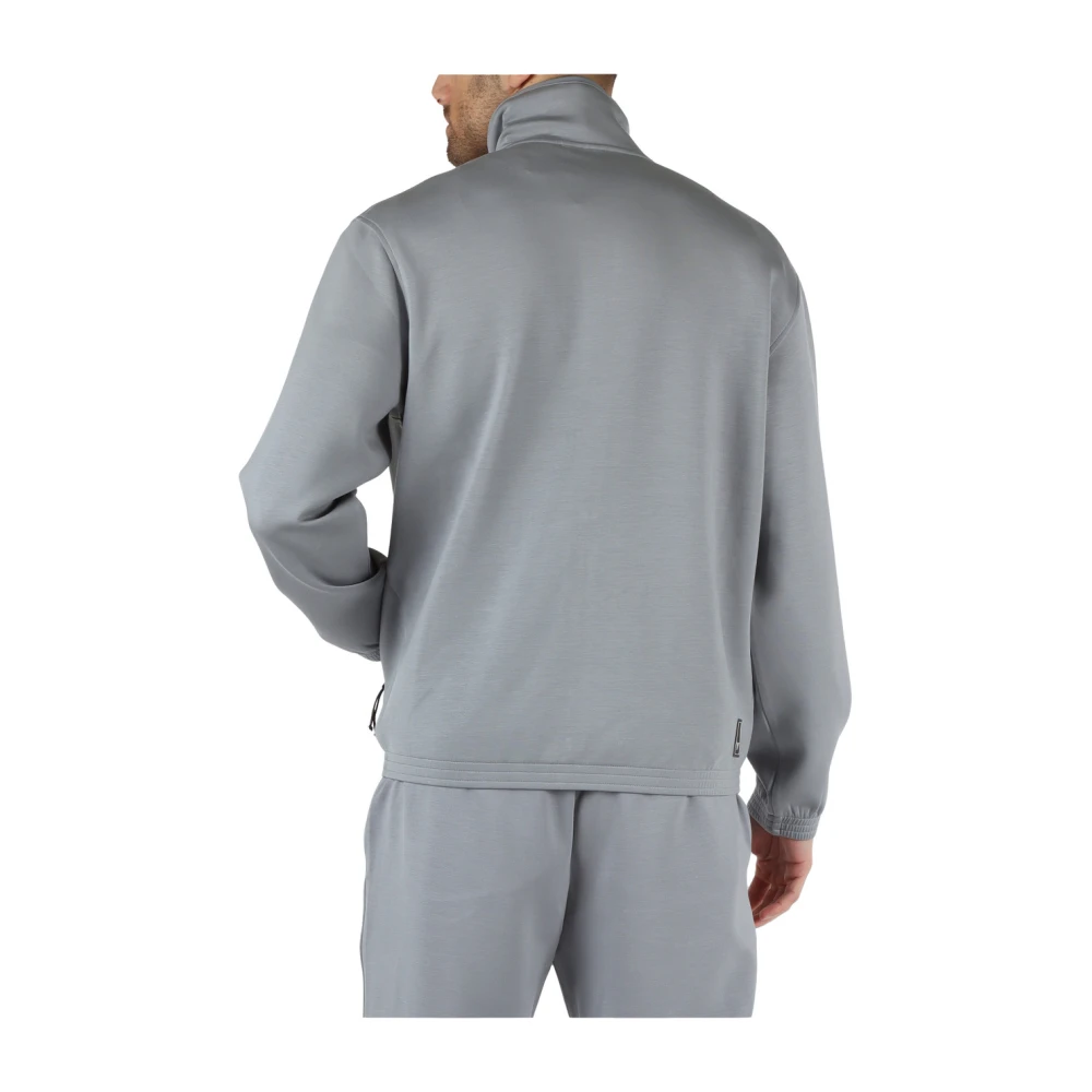 Emporio Armani Reis Essentials Rits Sweater in Dubbel Jersey Gray Heren