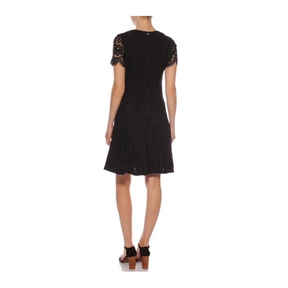 Twinset Zwarte Kanten Korte Mouw Jurk Black Dames