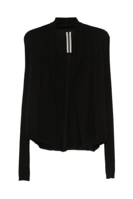 black-ribbed-knit-open-front-sweater