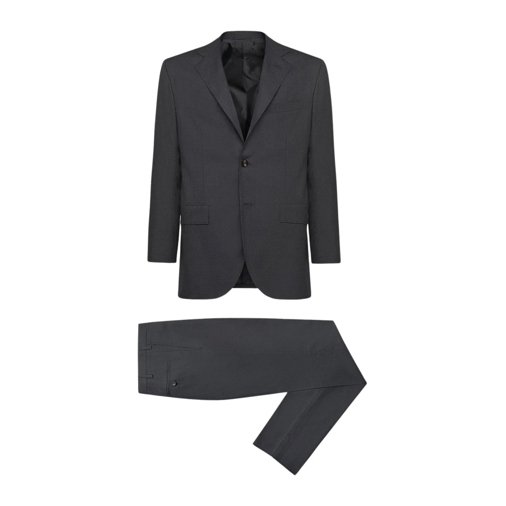 Kiton Donkergrijs Wollen Pak Blue Diamond Gray Heren