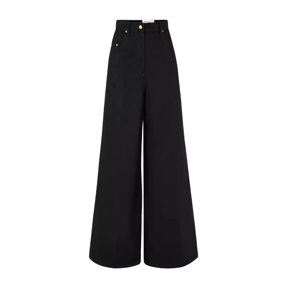 Nina Ricci Zwarte Wijde Pijp Jeans Stijlvol Model Black Dames