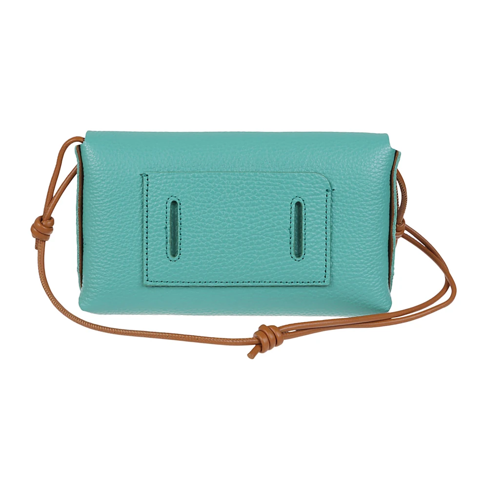 Zanellato Witte Leren Clutch Twist Lock Schouder Green Dames
