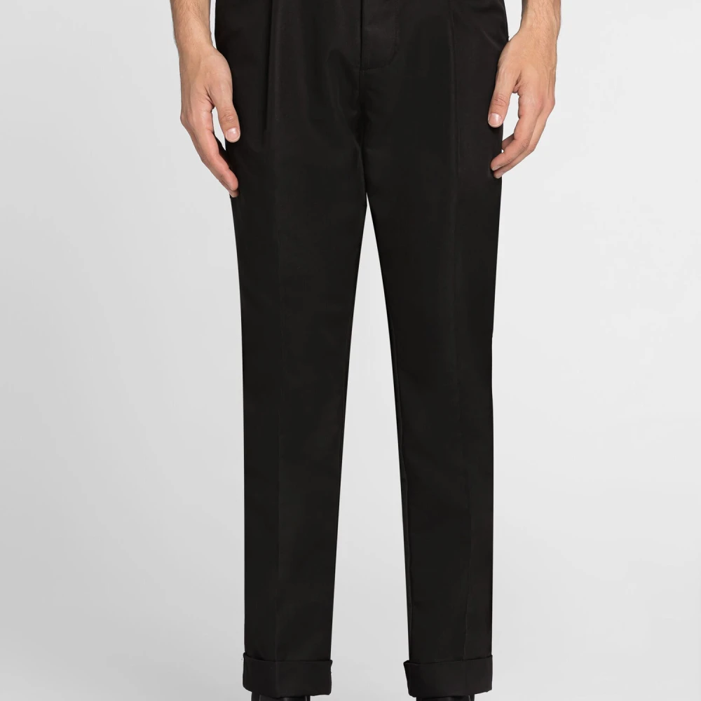 Roberto Cavalli Hoge taille geplooide broek met manchetten Black Heren