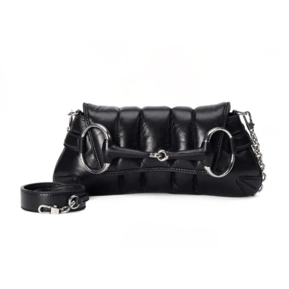 Gucci Gewatteerde schoudertas met Horsebit-detail Black Dames