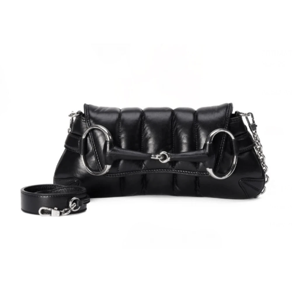 Gucci Gewatteerde Schoudertas met Horsebit-detail Black Dames