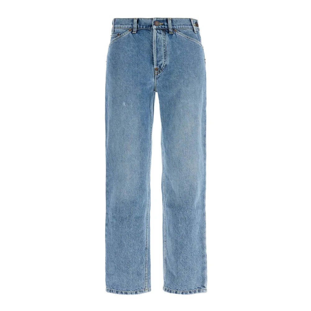 Moschino Jeans met Verstelbare Taille en Slim Fit in Distressed Denim Blue Dames