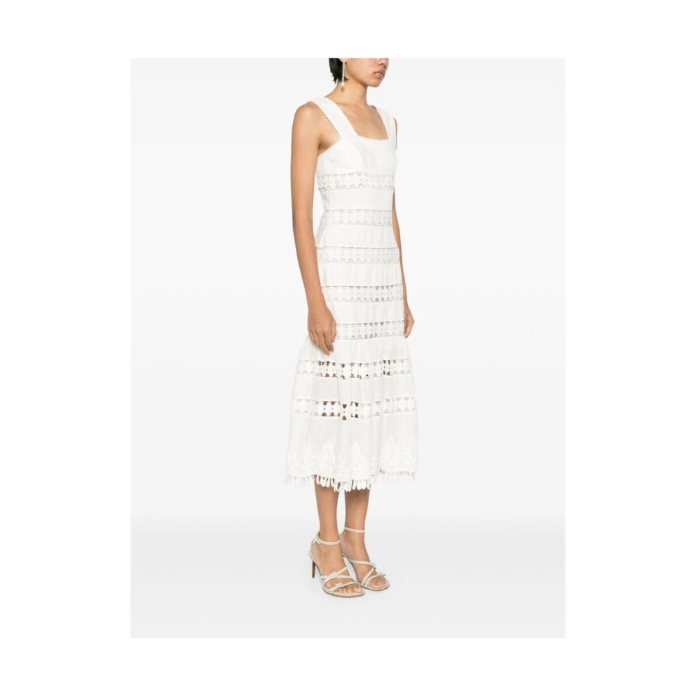 Zimmermann Witte Mouwloze Uitlopende Jurk White Dames