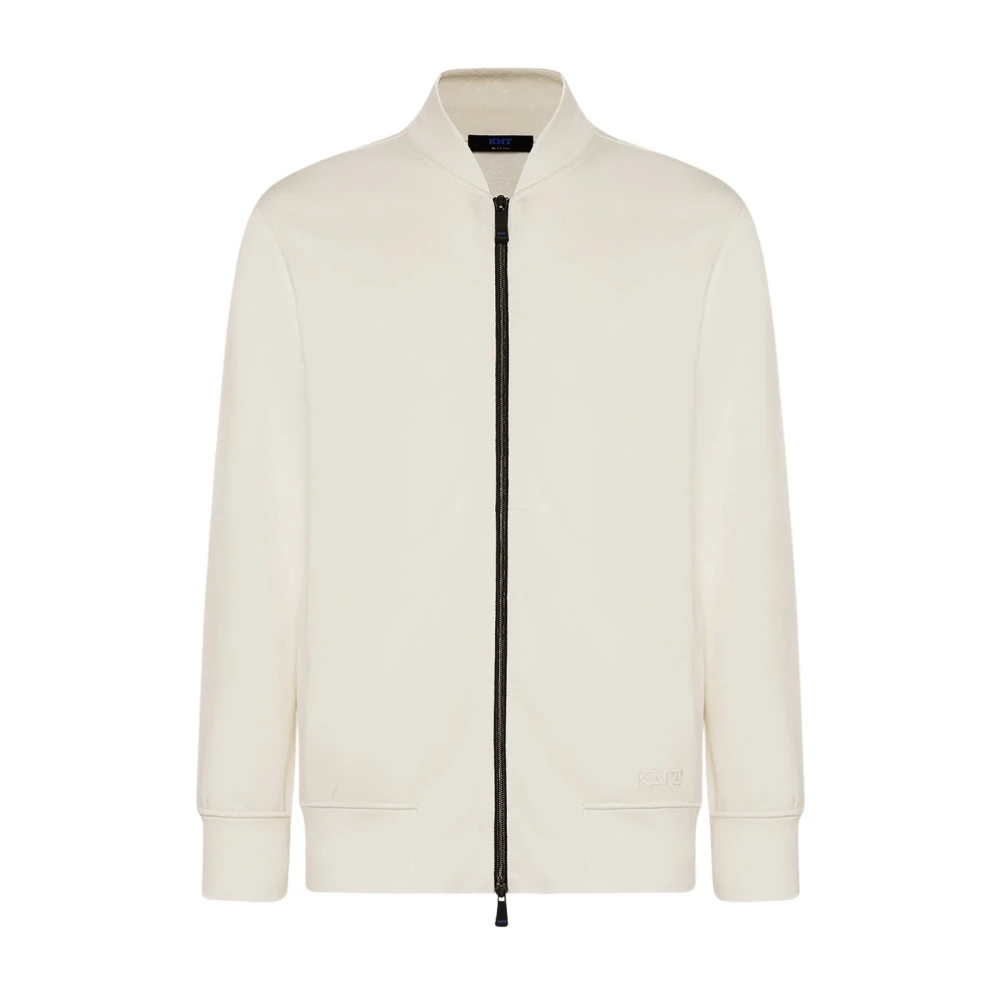 Kiton Stretch Viscose Zip-Up Sweatshirt White Heren