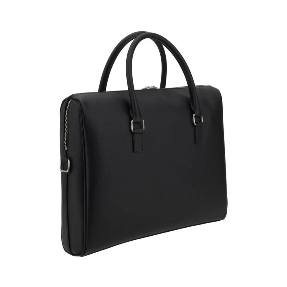 Saint Laurent Stijlvolle leren aktetas met verstelbare band Black Heren