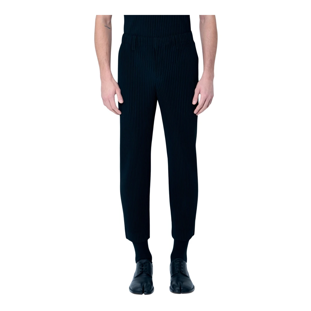 Issey Miyake Elastische Taille Geplooide Broek Black Heren