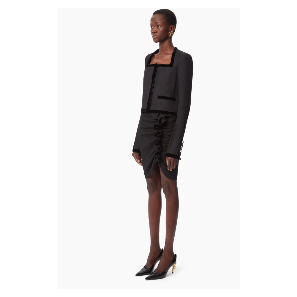 Nina Ricci Zwarte Gedrapeerde Midi Rok Black Dames