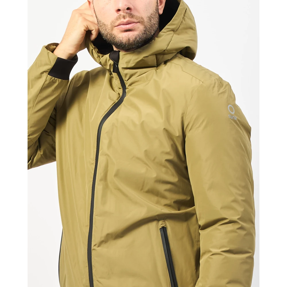 Suns Groene hoodie met ritssluiting zakken Green Heren