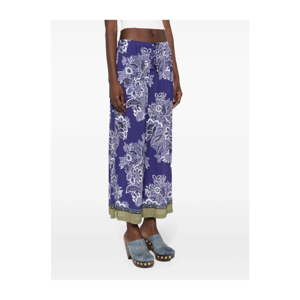 ETRO Blauwe Beachwear Zijden Crop Broek Multicolor Dames
