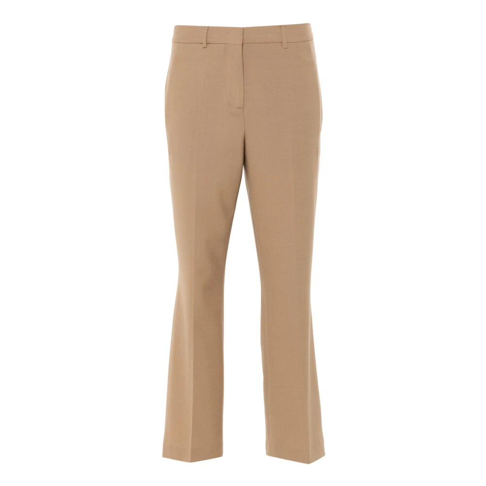 Semicouture Beige Wol Straight-Leg Broek Beige Dames