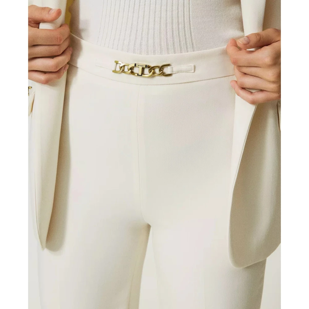 Twinset Wijde broek met ovale ketting Beige Dames