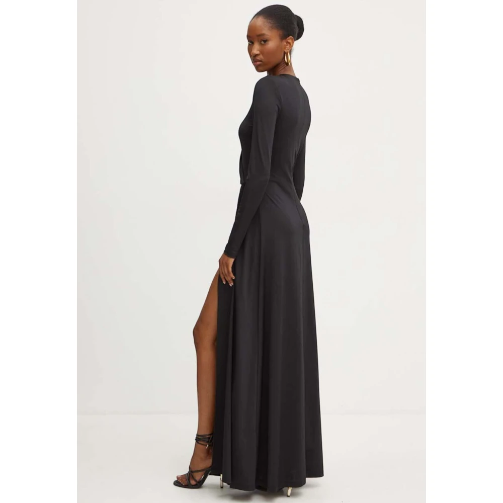 Silvian Heach Elegante Zwarte Gedrapeerde Lange Jurk Black Dames