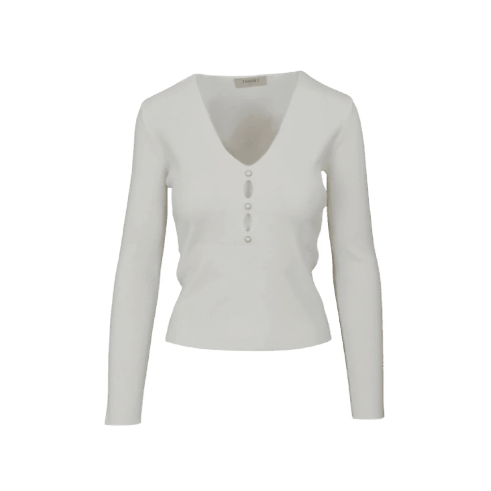 Twinset Sneeuwtrui met juweelapplicaties White Dames