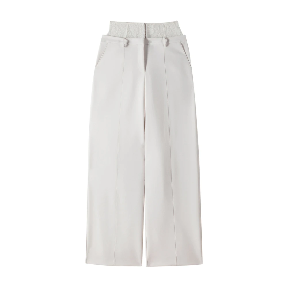 Patrizia Pepe Mujer Beige - Pantalones Palazzo Con Cintura De Encaje - Trousers - M
