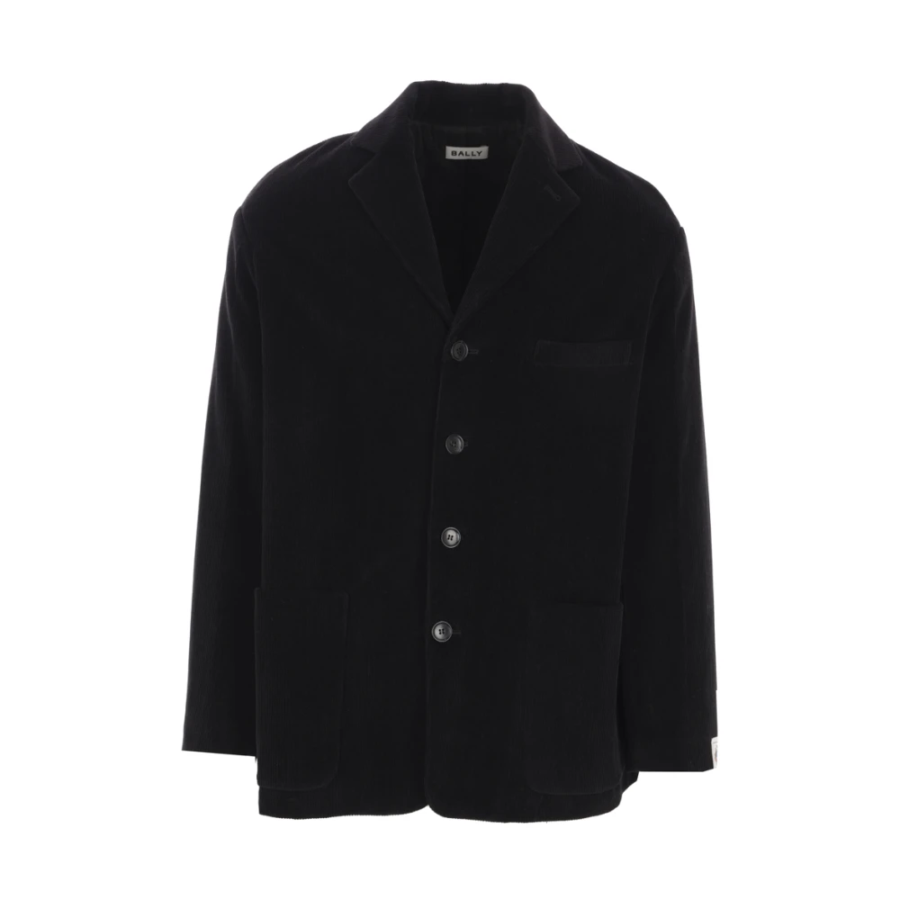 Bally Zwarte Geribbelde Fluwelen Jas Black Heren