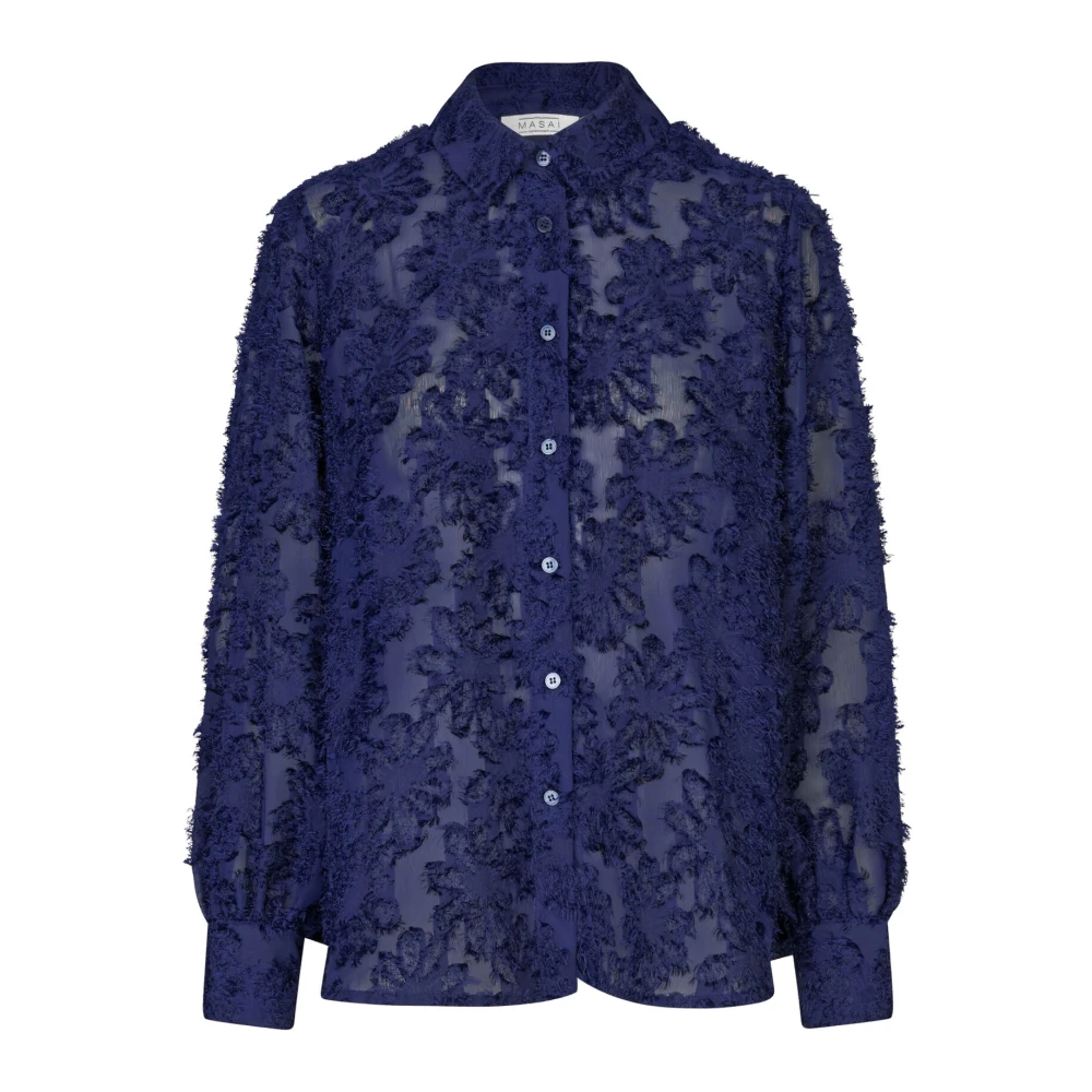 Masai Elegante Bloemenshirt Medieval Blue Dames