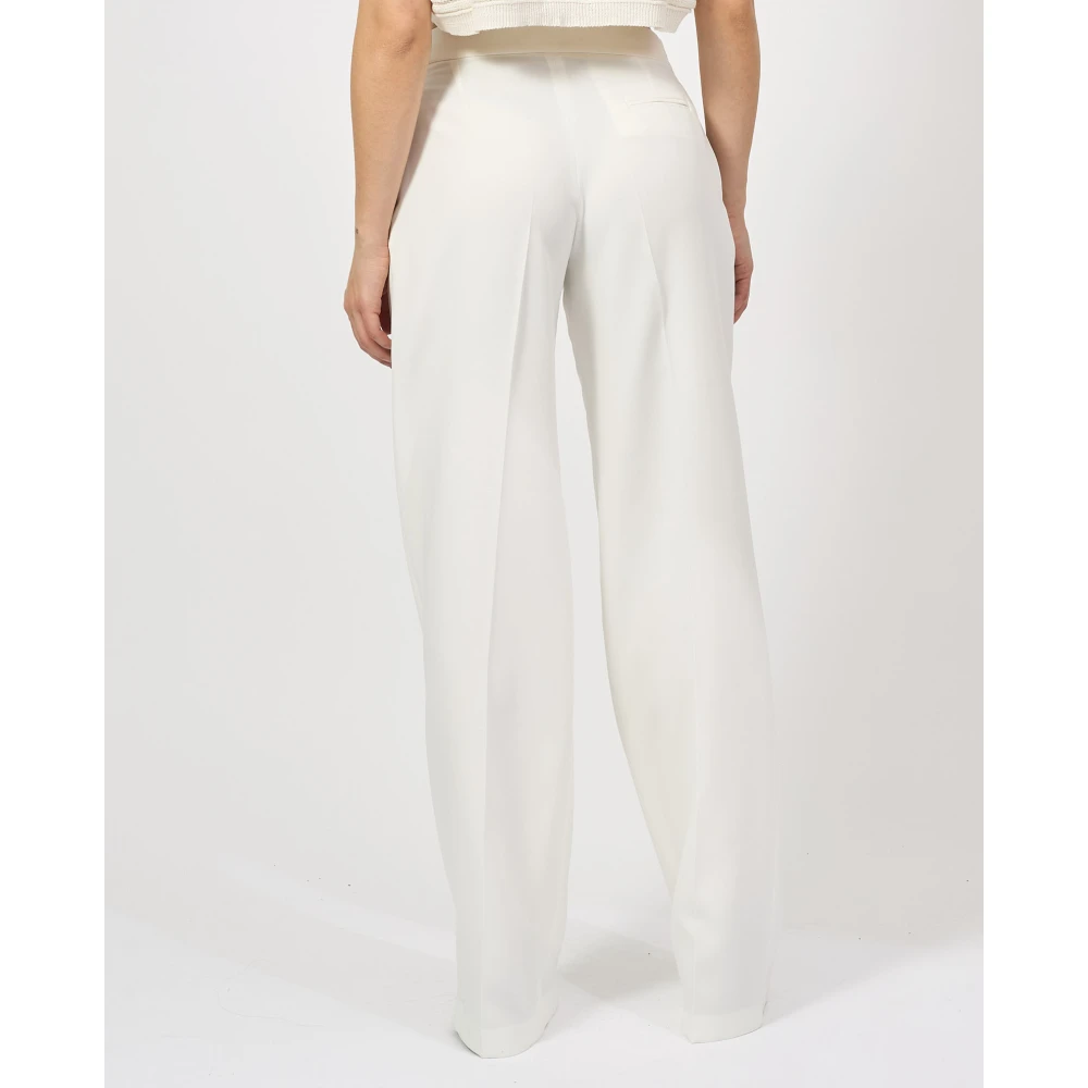 Gaëlle Paris Witte Wijde Pijp Broek met Gouden Details White Dames