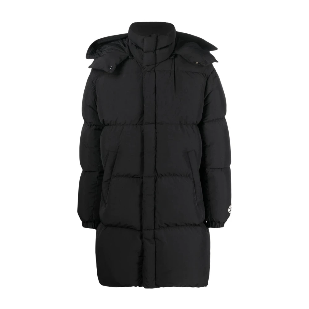 Diesel Zwarte Puffer Hoodie Jas Black Heren