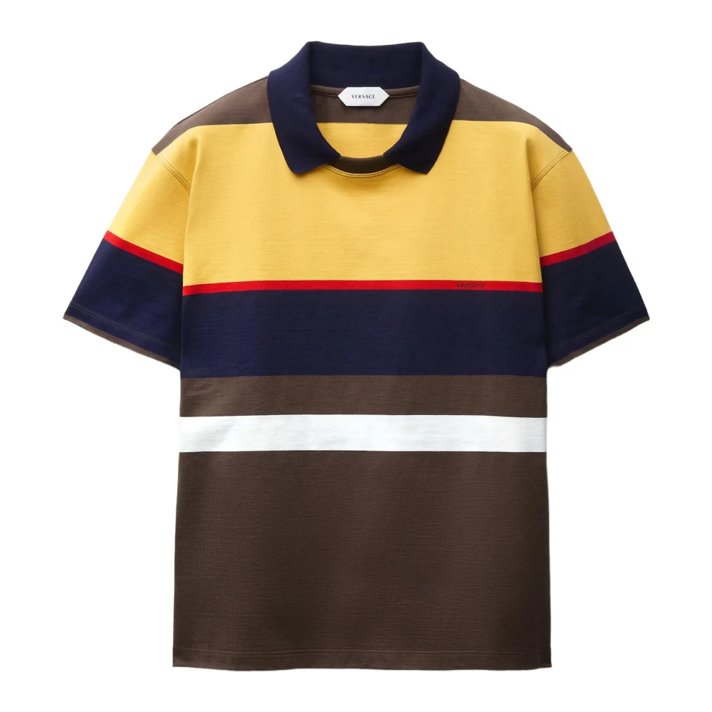 Versace Herr Multicolor Toppar L, Bomull, Pikétröja Med Broderad Logotyp