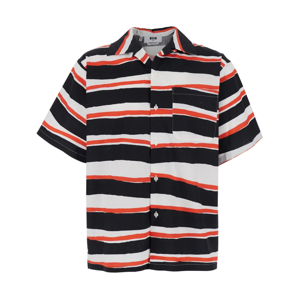 Msgm Rood Gestreept Katoenen Overhemd Multicolor Heren