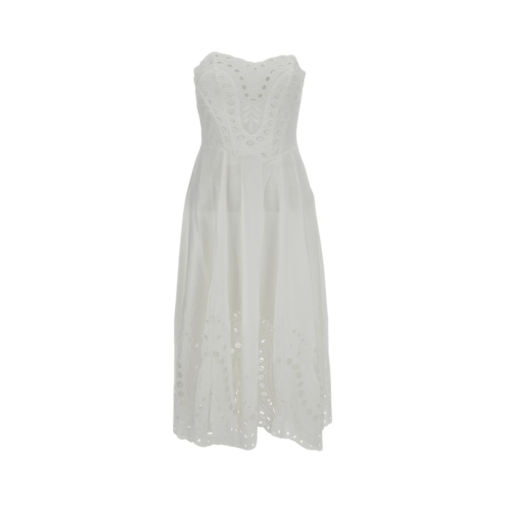 Charo Ruiz Ibiza White Midi Dresses, Female, L, Tiered Lace Dress