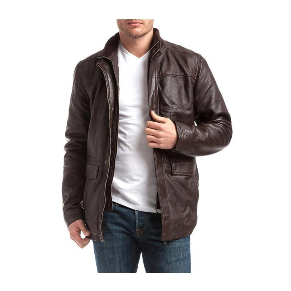 Le Temps Des Cerises Bruine leren jas Regular Fit Brown Heren