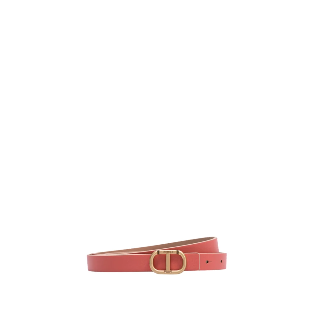 Twinset Omkeerbare leren riem met Ovaal T-gesp Beige Dames