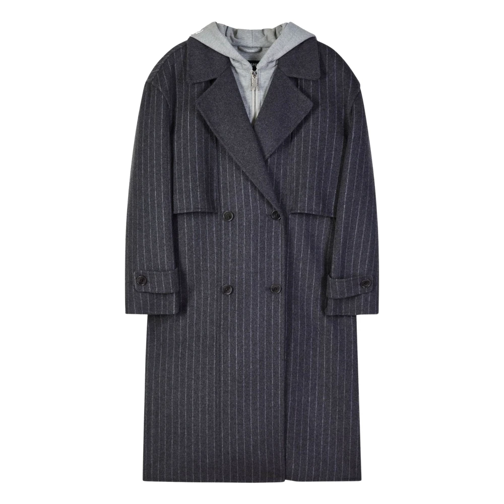 Patrizia Pepe Donna Grigio - Cappotto Doppiopetto A Righe - Coats - S