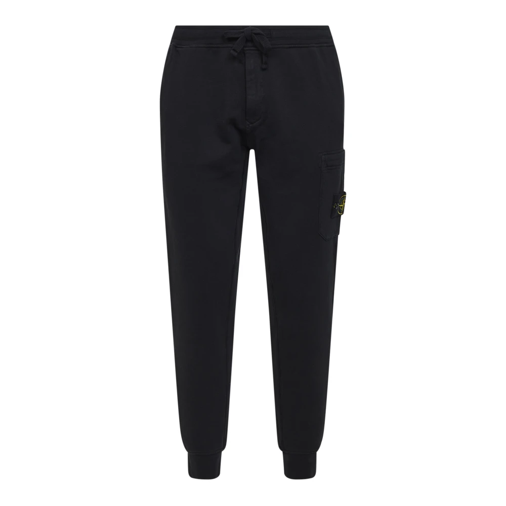 Stone Island Black Sweatpants, Male, S, Garment-Dyed Pocket Joggers
