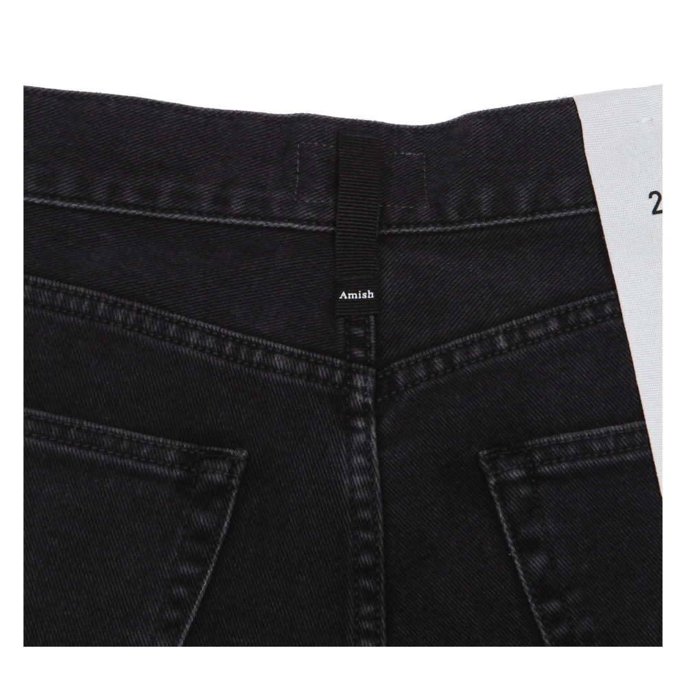 Amish Donkerzwarte Stretch Denim Jeans Black Dames